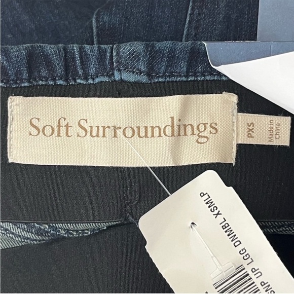 SOFT SURROUNDINGS NWT THE ULTIMATE SNAP UP LEGGINGS DARK BLUE DENIM WASH PETITE - Picture 11 of 15